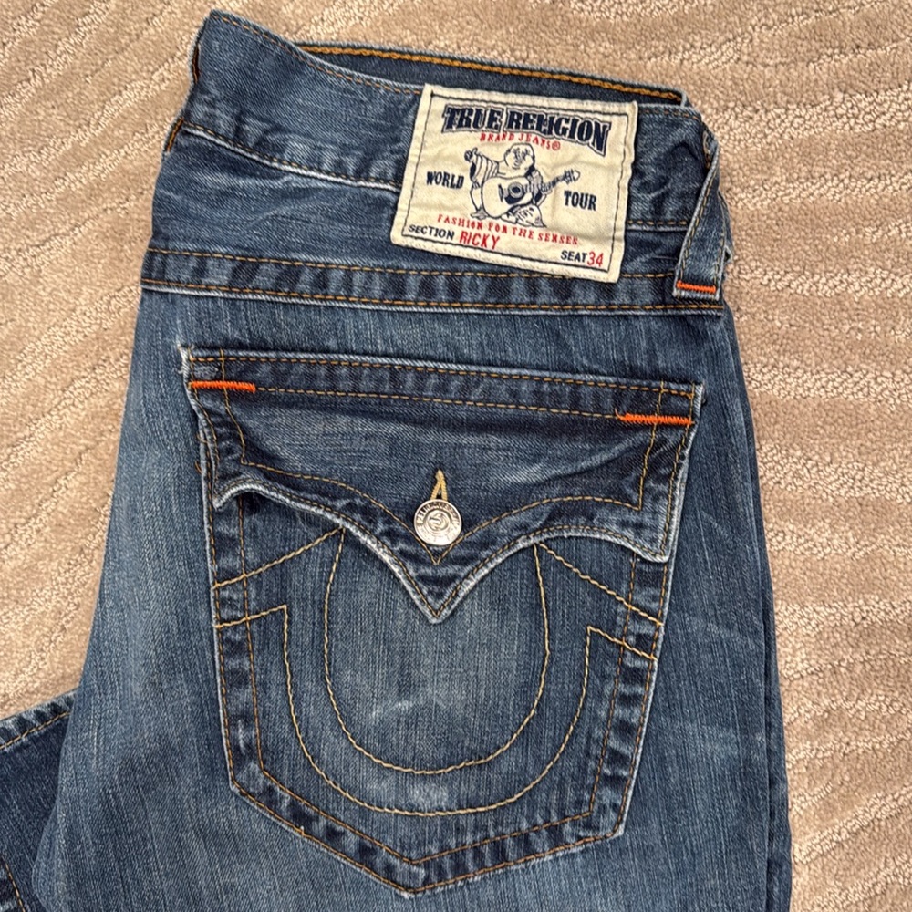 True religion distressed and faded men’s jeans size 34/34 - Picture 4 of 12